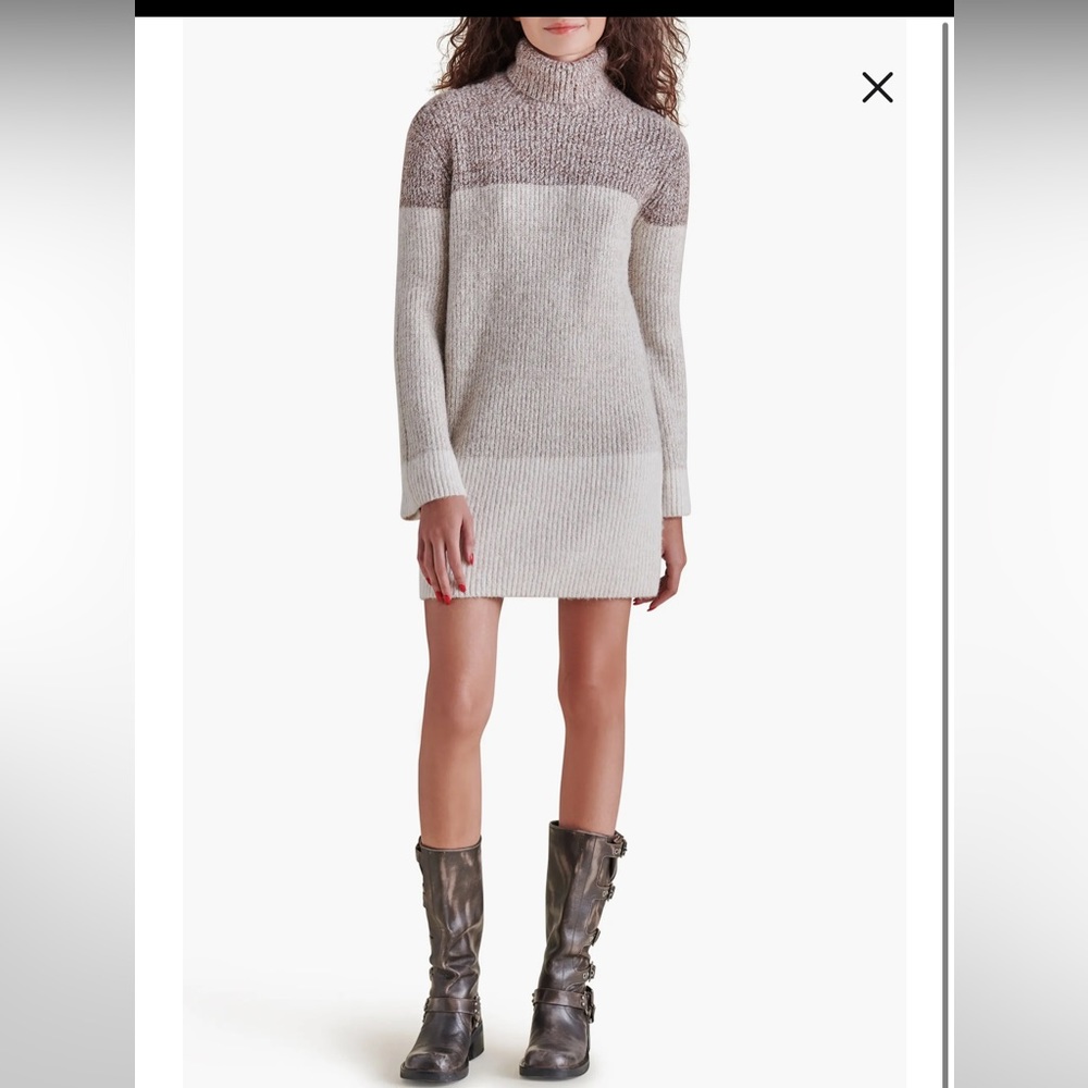 Steve Madden Meghan Colorblock Long Sleeve Turtleneck Sweater Dress size medium